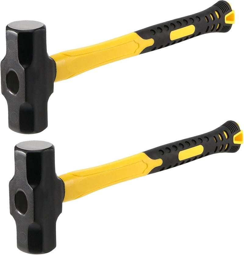 MANCHAP 2 PCS 16 Inch 4 Lbs Sledge Hammer, Mini Club Hammer with with Fiberglass Handle, 4 Pound Drilling Crack Hammer for Demolition and Construction,black yellow - Image 1